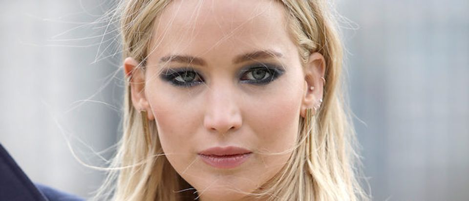 Jennifer Lawrence during the "Red Sparrow" photocall at The Corinthia Hotel on February 20, 2018 in London. (Photo by John Phillips/John Phillips/Getty Images)