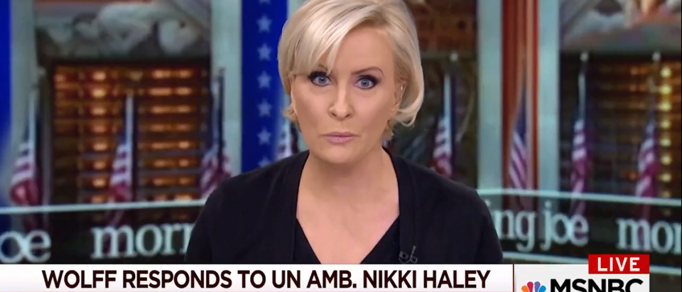 MSNBC's Mika freaks out on Michael Wolff 2-1-18 (Screenshot/MSNBC)