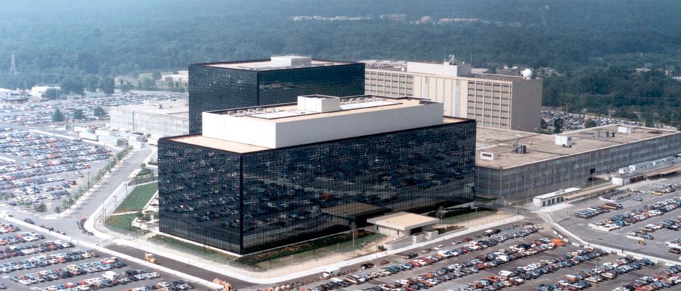 An undated aerial handout photo shows the National Security Agency headquarters building in Fort Meade, Maryland