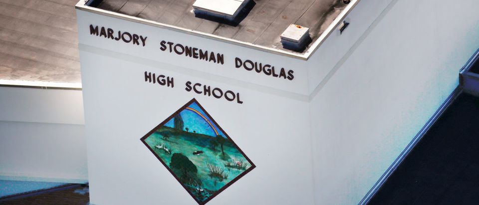 An aerial view shows Marjory Stoneman Douglas High School following a mass shooting in Parkland, Florida, February 16, 2018. REUTERS/Carlos Garcia Rawlins