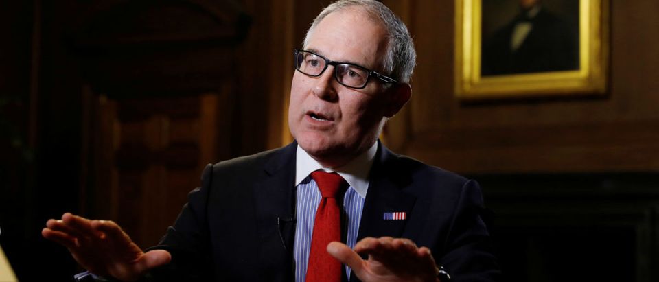 U.S. Environmental Protection Agency chief Scott Pruitt speaks during an interview with Reuters in Washington