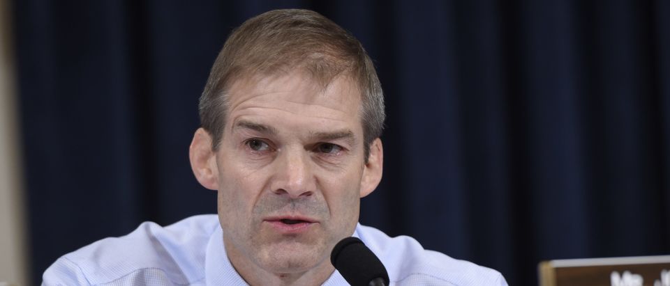 Republican US Representative from Ohio Jim Jordan questions former US Secretary of State and Democratic Presidential hopeful Hillary Clinton as she testifies before the House Select Committee on Benghazi on Capitol Hill in Washington, DC, October 22, 2015 (SAUL LOEB/AFP/Getty Images)