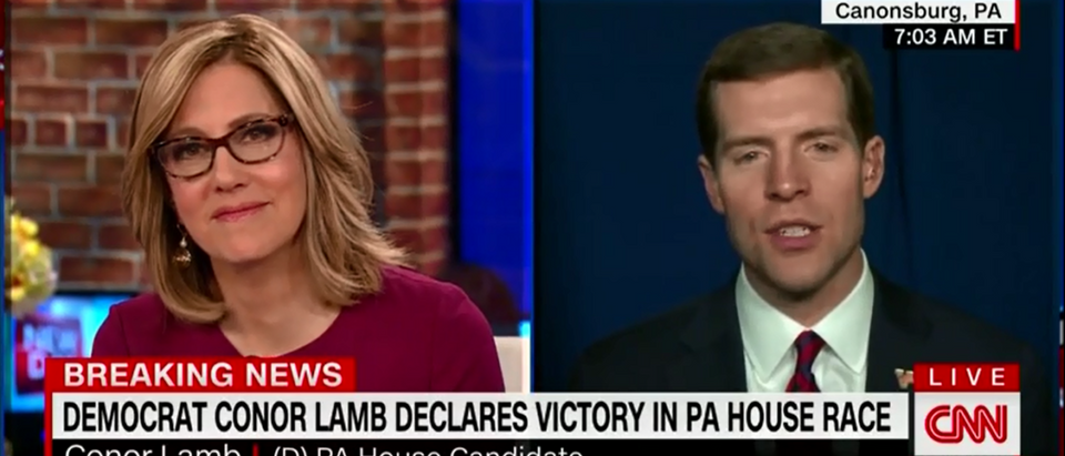 CNN's Alisyn Camerota Flirts With Connor Lamb And Asks If He's Better Looking Than Trump - New Day 3-14-18 (Screenshot/CNN)