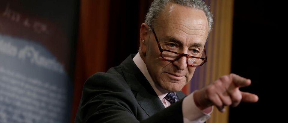 Senate Minority Leader Chuck Schumer (D-NY) gestures at a news conference to announces Senate Democrats' gun safety proposals on Capitol Hill in Washington, U.S., March 1, 2018. REUTERS/Yuri Gripas -