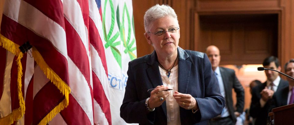Environmental Protection Agency (EPA) Administrator Gina McCarthy arrives to sign a proposal under the Clean Air Act to cut carbon pollution from existing power plants during a news conference in Washington June 2, 2014. The U.S. power sector must cut carbon dioxide emissions 30 percent by 2030 from 2005 levels, according to federal regulations unveiled on Monday that form the centerpiece of the Obama administration's climate change strategy. REUTERS/Joshua Roberts