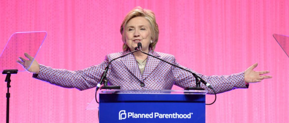 NEW YORK, NY - MAY 02: Hillary Clinton speaks onstage at the Planned Parenthood 100th Anniversary Gala at Pier 36 on May 2, 2017 in New York City. (Photo by Andrew Toth/Getty Images)
