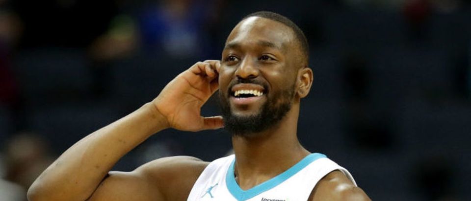 CHARLOTTE, NC - MARCH 06: Kemba Walker #15 of the Charlotte Hornets reacts after a play against the Philadelphia 76ers during their game at Spectrum Center on March 6, 2018 in Charlotte, North Carolina. (Photo by Streeter Lecka/Getty Images)