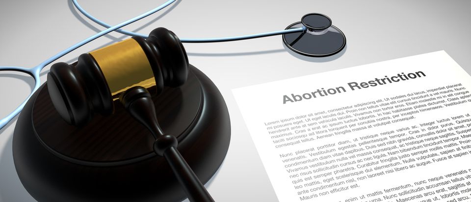 Legal concept of abortion law. Abortion Restriction paper, gavel and stethoscope