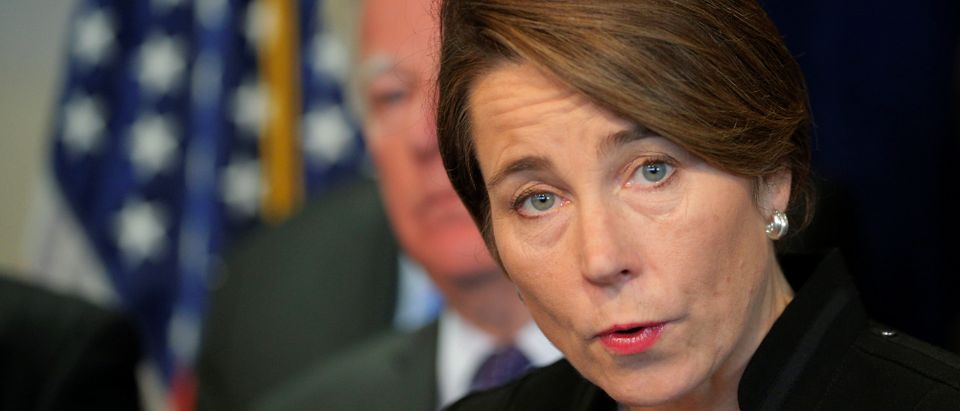 Massachusetts Attorney General Maura Healey announces the state will join a lawsuit challenging U.S. President Donald Trump's executive order travel ban in Boston