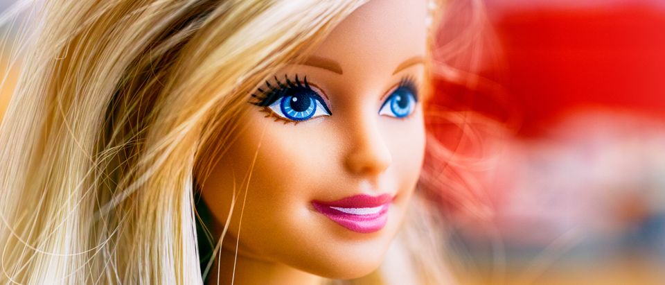 Portrait of Barbie doll with blond hair.