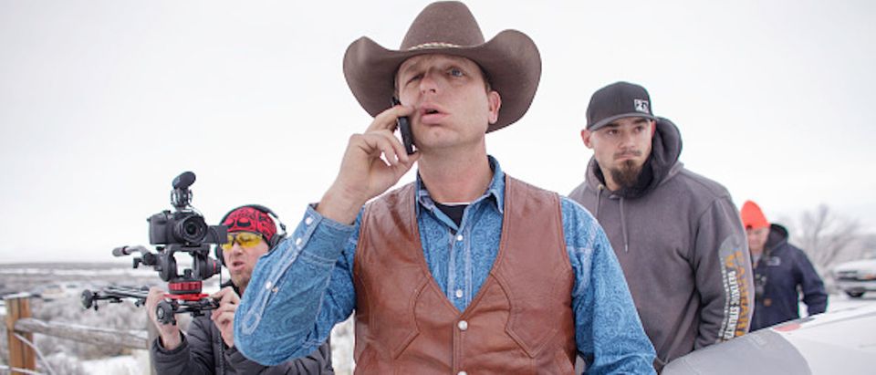Ryan Bundy speaks on his phone at the occupied Malheur National Wildlife Refuge on the sixth day of the occupation of the federal building in Burns, Oregon on January 7, 2016. The leader of a small group of armed activists who have occupied a remote wildlife refuge in Oregon hinted on Wednesday that the standoff may be nearing its end. AFP PHOTO / ROB KERR / AFP / ROB KERR (Photo credit should read ROB KERR/AFP/Getty Images)