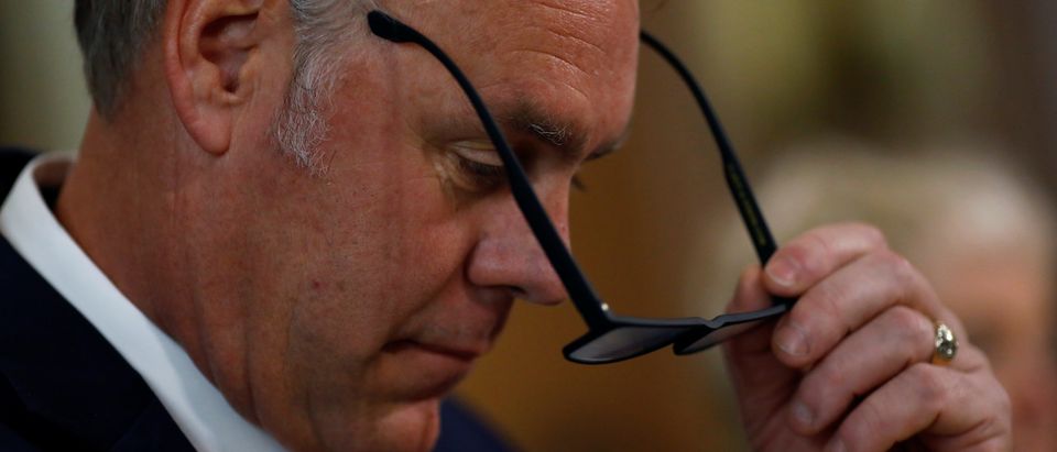 U.S. Secretary of the Interior Ryan Zinke testifies in front of the Senate Committee on Energy and Natural Resources on Capitol Hill in Washington, U.S. March 13, 2018. REUTERS/Eric Thayer | Trump Official Assaulted On The Hill