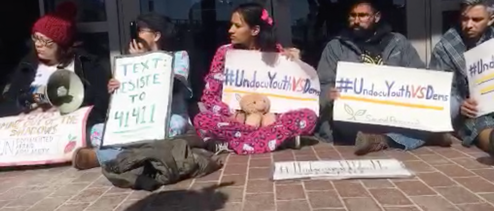 DREAMers protest outside DNC (Screenshot/Periscope/Alejandro Alvarez)