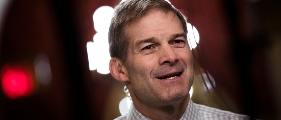 WASHINGTON, DC - DECEMBER 4: House Freedom Caucus member Rep. Jim Jordan (R-OH) speaks during a live television broadcast on Capitol Hill, December 4, 2017 in Washington, DC. The House voted to formally send their tax reform bill to a joint conference committee with the Senate, where they will try to merge the two bills. (Drew Angerer/Getty Images)