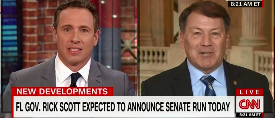 CNN's Chris Cuomo Condescendingly Corners Sen. Mike Rounds About Rick Scott Running For Senate - New Day 4-9-18 (Screenshot/CNN)