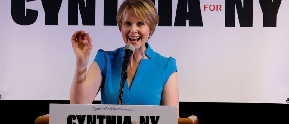 Actress Cynthia Nixon announces that she is running for Governor of New York at a campaign stop in Brooklyn