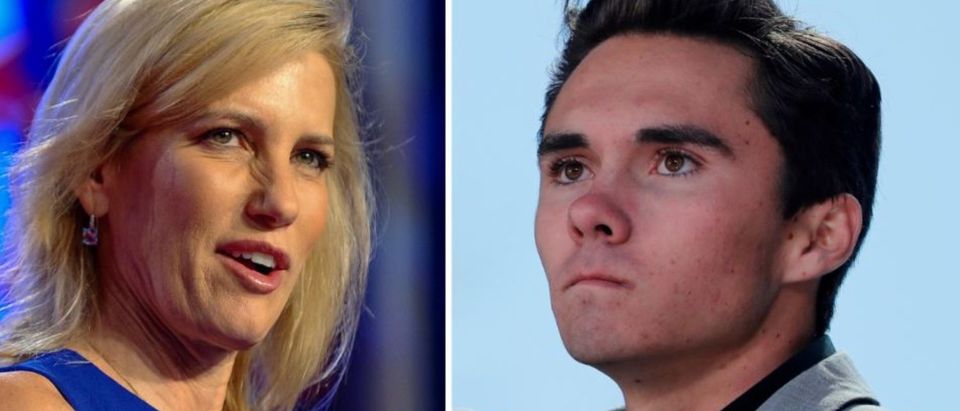 A combination of file photos show media personality Laura Ingraham in Washington October 14, 2017 and Marjory Stoneman Douglas High School student David Hogg, at a rally in Washington March 24, 2018. REUTERS/Mary F. Calvert, Jonathan Ernst/Files | Advertiser Jumps Back On Team Ingraham