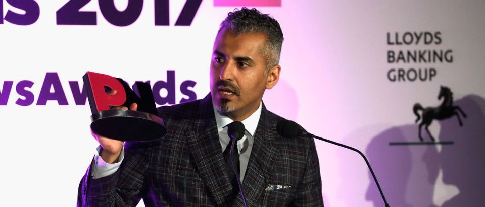 Joint winner of the Broadcaster of the Year award, Maajid Nawaz speaks on stage during the Pink News Awards 2017 held at One Great George Street on October 18, 2017 in London, England. (Photo by John Phillips/Getty Images) | SPLC Pulls Anti-Muslim Extremist List