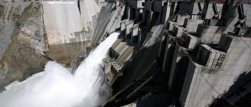 A general view of a newly inaugurated 450-megawatt hydropower project located at Baglihar Dam on the Chenab river which flows from Indian Kashmir into Pakistan, is seen at Chanderkote, about 145 km (90 miles) north of Jammu, October 10, 2008. REUTERS/Amit Gupta/File Photo