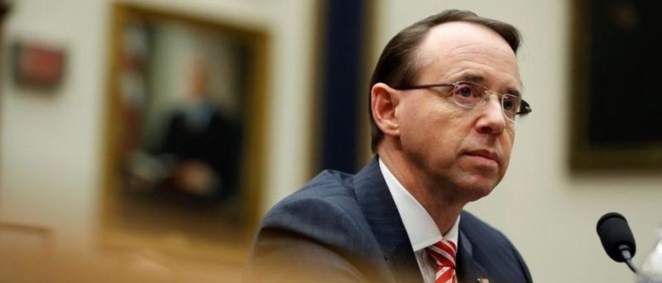 FILE PHOTO - Deputy U.S. Attorney General Rod Rosenstein testifies to the House Judiciary Committee hearing on oversight of the Justice Department on Capitol Hill in Washington, U.S., December 13, 2017. REUTERS/Joshua Roberts | Mark Meadows Impeachment Rod Rosenstein