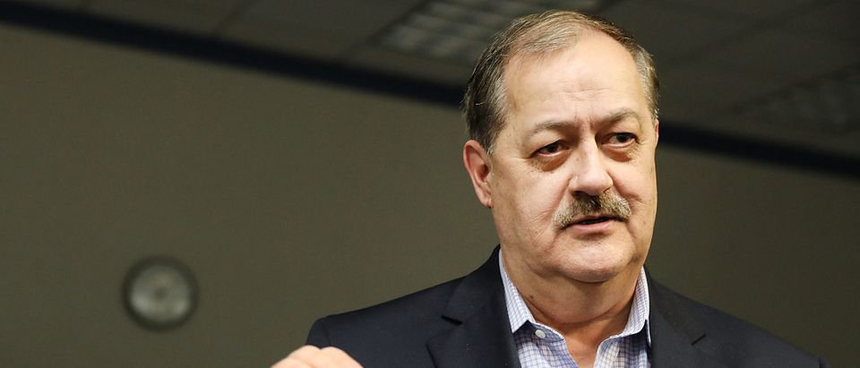 Republican candidate for U.S. Senate Don Blankenship speaks at a town hall meeting at West Virginia University on March 1, 2018 in Morgantown, West Virginia. (Photo by Spencer Platt/Getty Images)