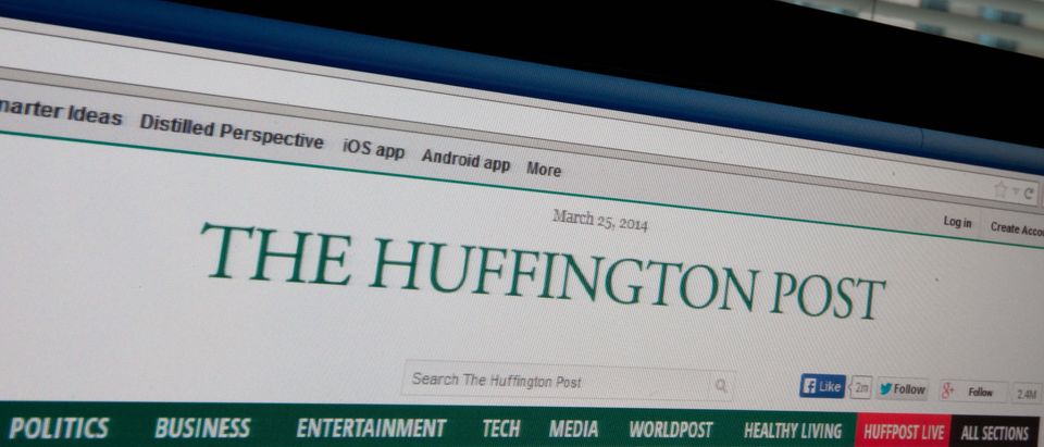 The logo of news website The Huffington Post is seen on a computer screen in Washington on March 25, 2014. AFP PHOTO/Nicholas KAMM (Photo credit should read NICHOLAS KAMM/AFP/Getty Images)