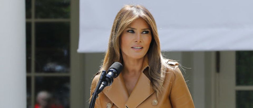 First Lady Melania Trump Discusses Her Initiatives In The Rose Garden Of The White House