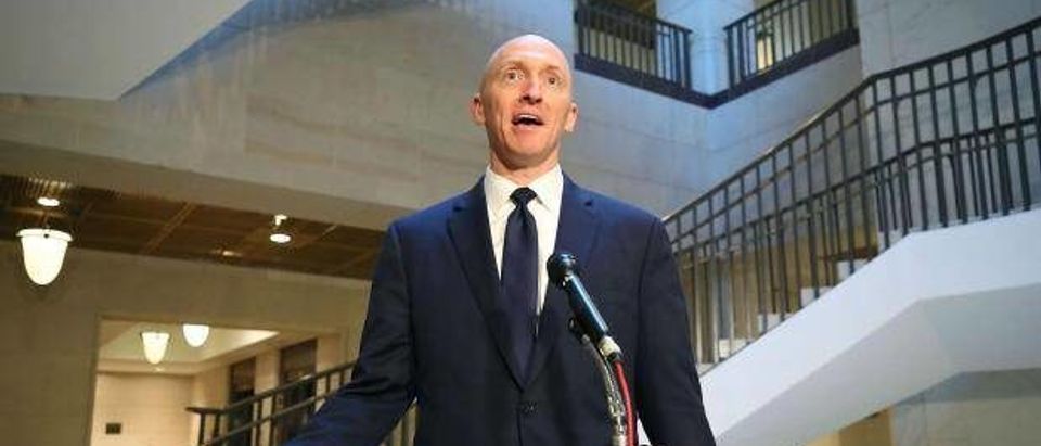 Former Trump campaign adviser Carter Page following Nov. 2, 2017 testimony before the House Intelligence Committee. (Mark Wilson/Getty Images)