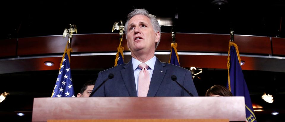 House Majority Leader Kevin McCarthy (R-CA) speaks during a media briefing after the House Republican conference in Washington