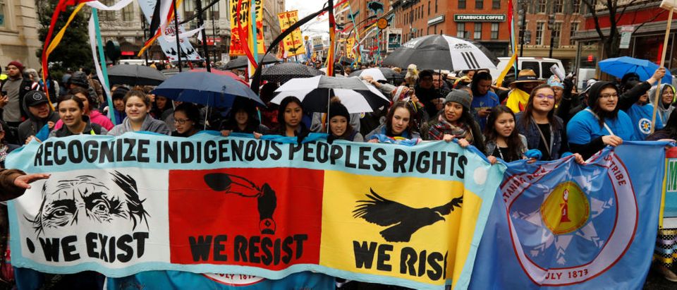 indigenous leaders participate in protest march and rally in Washington
