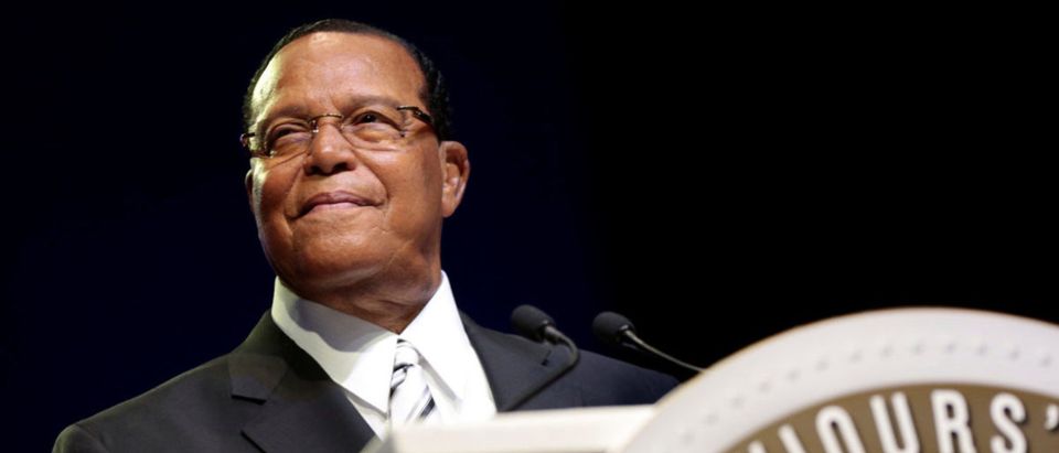 Religious leader Louis Farrakhan gives the keynote speech at the Nation of Islam annual national convention in Detroit