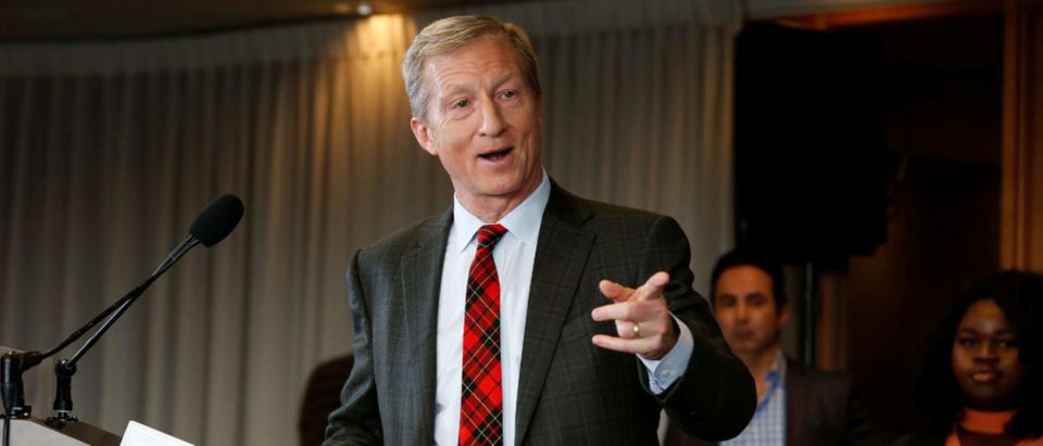 Tom Steyer, a hedge fund manager and a prominent Democratic fundraiser who has mounted a high-profile advertising campaign advocating the impeachment of U.S. President Donald Trump, holds a news conference to announce plans for his political future, in Washington, U.S., Jan. 8, 2018. REUTERS/Joshua Roberts