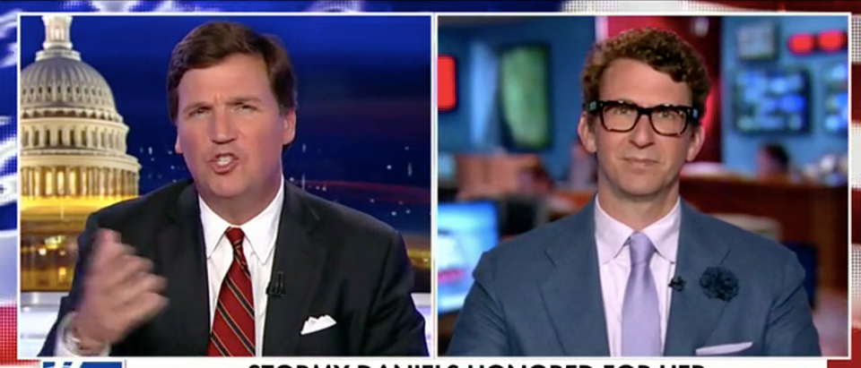 Tucker Carlson goes after West Hollywood on Stormy Daniels Day. (Fox News/Screenshot)