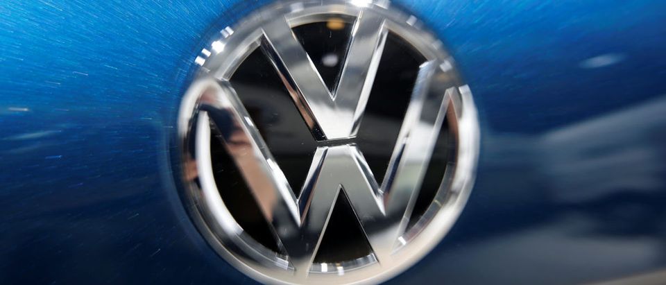 A Volkswagen logo is pictured during the Volkswagen Group's annual general meeting in Berlin, Germany, May 3, 2018. REUTERS/Axel Schmidt | Volkswagen Top Executive Indicted