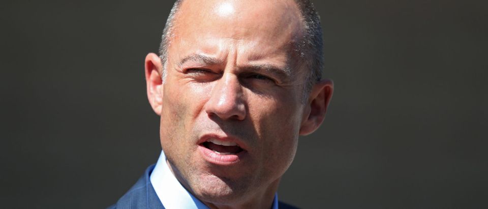Michael Avenatti, lawyer for adult-film actress Stephanie Clifford, also known as Stormy Daniels, speaks to the media outside the U.S. District Court for the Central District of California after hearing regarding Clifford's case against Donald J. Trump in Los Angeles, California, April 20, 2018. REUTERS/Lucy Nicholson - HP1EE4K1DAHUT