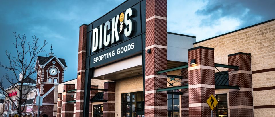 York, PA - December 30, 2016: Exterior of Dick's Sporting Goods retail store including sign and logo. (Shutterstock/George Sheldon)