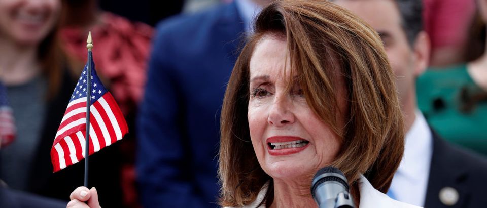 Pelosi leads Democratic members of Congress in a rally at the U.S. Capitol in Washington