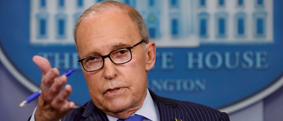 Kudlow gives a press briefing at the White House in Washington