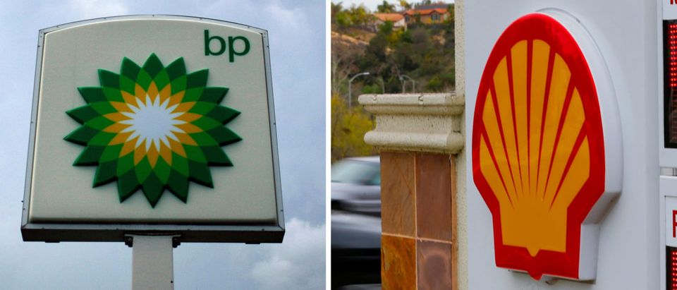 FILE PHOTO - A combination of file photos shows the logos of five of the largest publicly traded oil companies; BP, Chevron, Exxon Mobil, Royal Dutch Shell, and Total. REUTERS/File Photo
