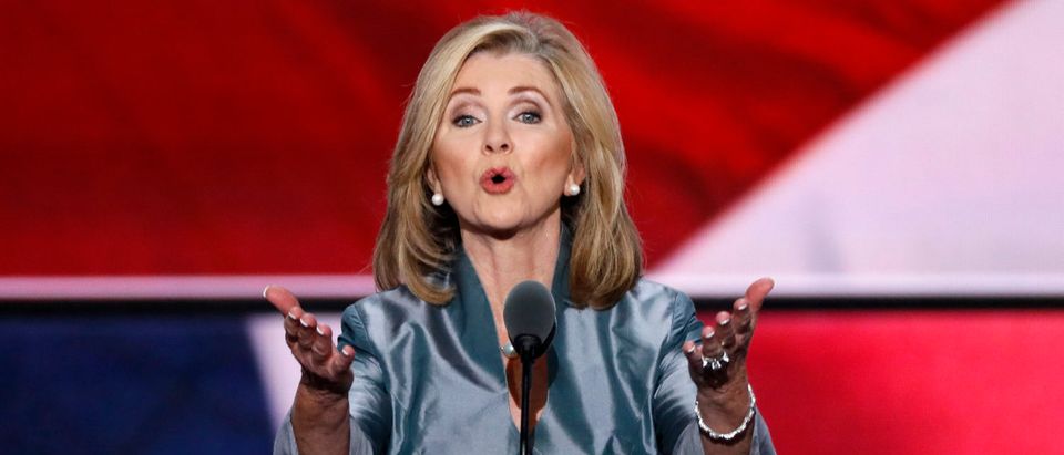 Representative Marsha Blackburn speaks during the final day of the Republican National Convention in Cleveland