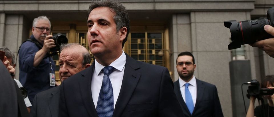 Michael Cohen, a longtime personal lawyer and confidante for President Donald Trump, leaves the United States District Court Southern District of New York on May 30, 2018 in New York City. According to a filing submitted to the court Tuesday night by special master Barbara Jones, federal prosecutors investigating Cohen are set to receive 1 million files from three of his cellphones that were seized last month. (Photo by Spencer Platt/Getty Images)