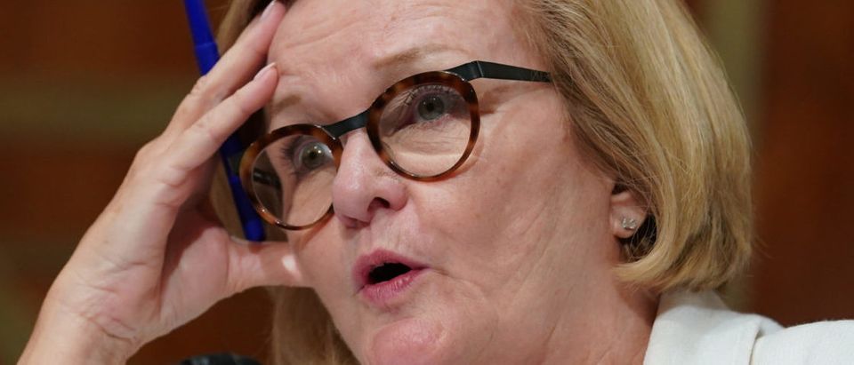 Senate Homeland Security and Governmental Affairs Committee ranking member Claire McCaskill (D-MO) questions Department of Homeland Security Secretary Kirstjen Nielsen during a Senate Homeland Security and Governmental Affairs Committee hearing on May 15, 2018. REUTERS/Erin Schaff