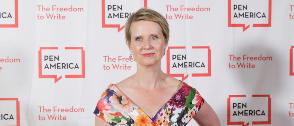 Actress Cynthia Nixon arrives to attend the PEN America Literary Gala in New York