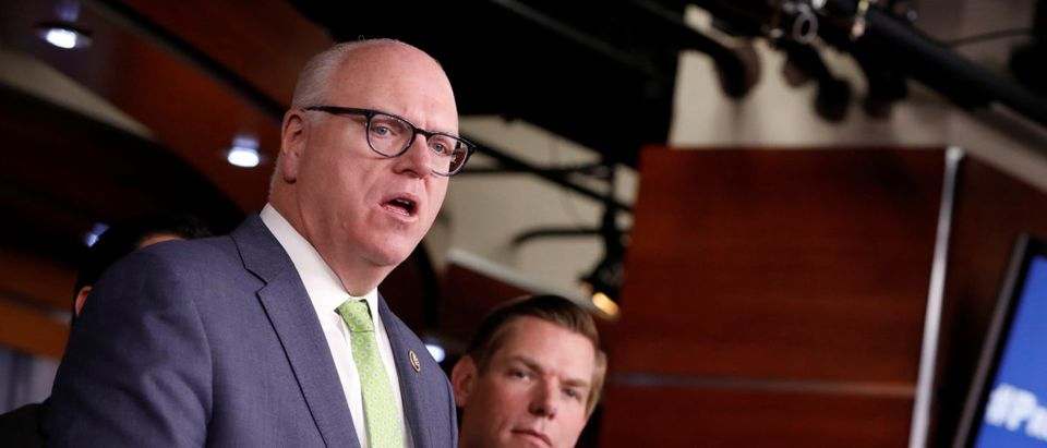 Rep. Joe Crowley (D-NY) accompanied by Rep. Eric Swalwell (D-CA) and Rep. Pramila Jayapal (D-WA), speaks about recent revelations about President Donald Trump's involvement with Russia on Capitol Hill