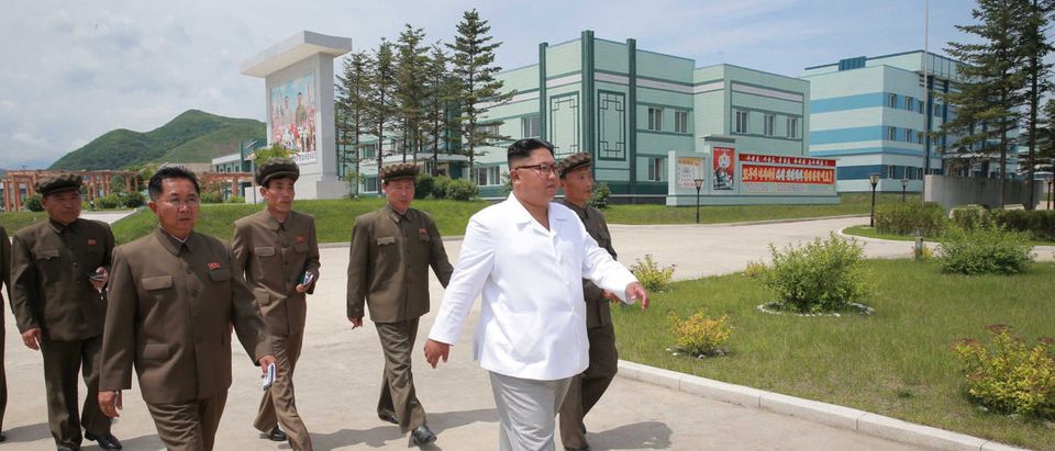 North Korean leader Kim Jong Un visits a machine factory under the Ranam Coal Mining Machine Complex