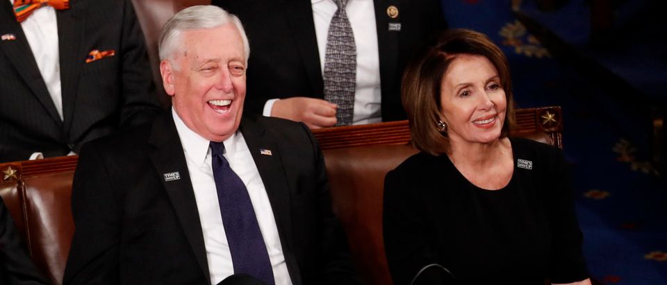 Clyburn, Hoyer and Pelosi react as U.S. President Trump delivers his State of the Union address in Washington