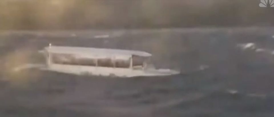 A duck boat on a lake in southern Missouri capsized during a sudden thunderstorm on Thursday night. NBC News/YouTube Screenshot