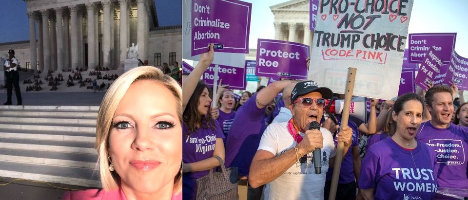 WASHINGTON, DC - JULY 09: Pro-choice and anti-abortion protesters demonstrate in front of the U.S. Supreme Court on July 9, 2018 in Washington, DC. President Donald Trump is set to announce his Supreme Court pick Monday night. (Photo by Tasos Katopodis/Getty Images)