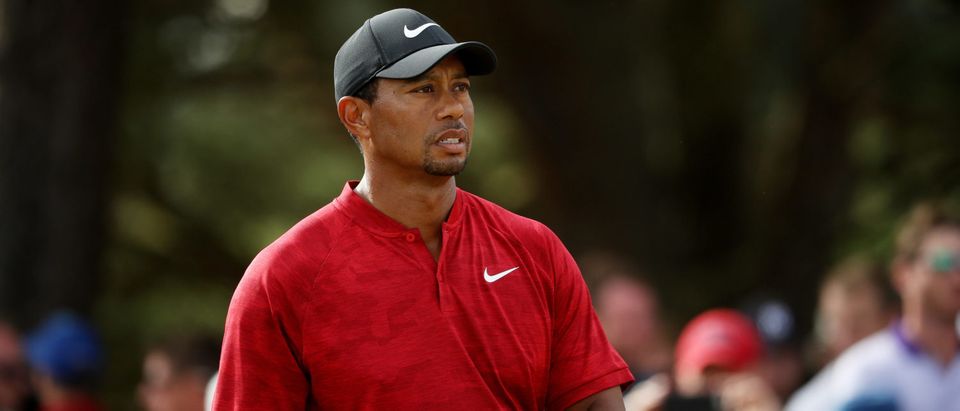 CARNOUSTIE, SCOTLAND - JULY 22: Tiger Woods of the United States looks on during the final round of the 147th Open Championship at Carnoustie Golf Club on July 22, 2018 in Carnoustie, Scotland. (Photo by Francois Nel/Getty Images)