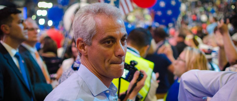 Chicago Mayor Rahm Emanuel on the floor of the Democratic National Convention after presidential nominee Hillary Clinton's speech at the Wells Fargo Center. -- ShutterStock Taidgh Barron (ShutterStock/Taidgh Barron)